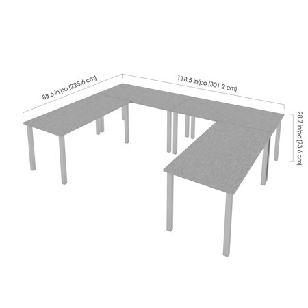 Bestar Bestar Universel Four 60W x 30D Table Desks with Square Metal Legs in black 65901-000018